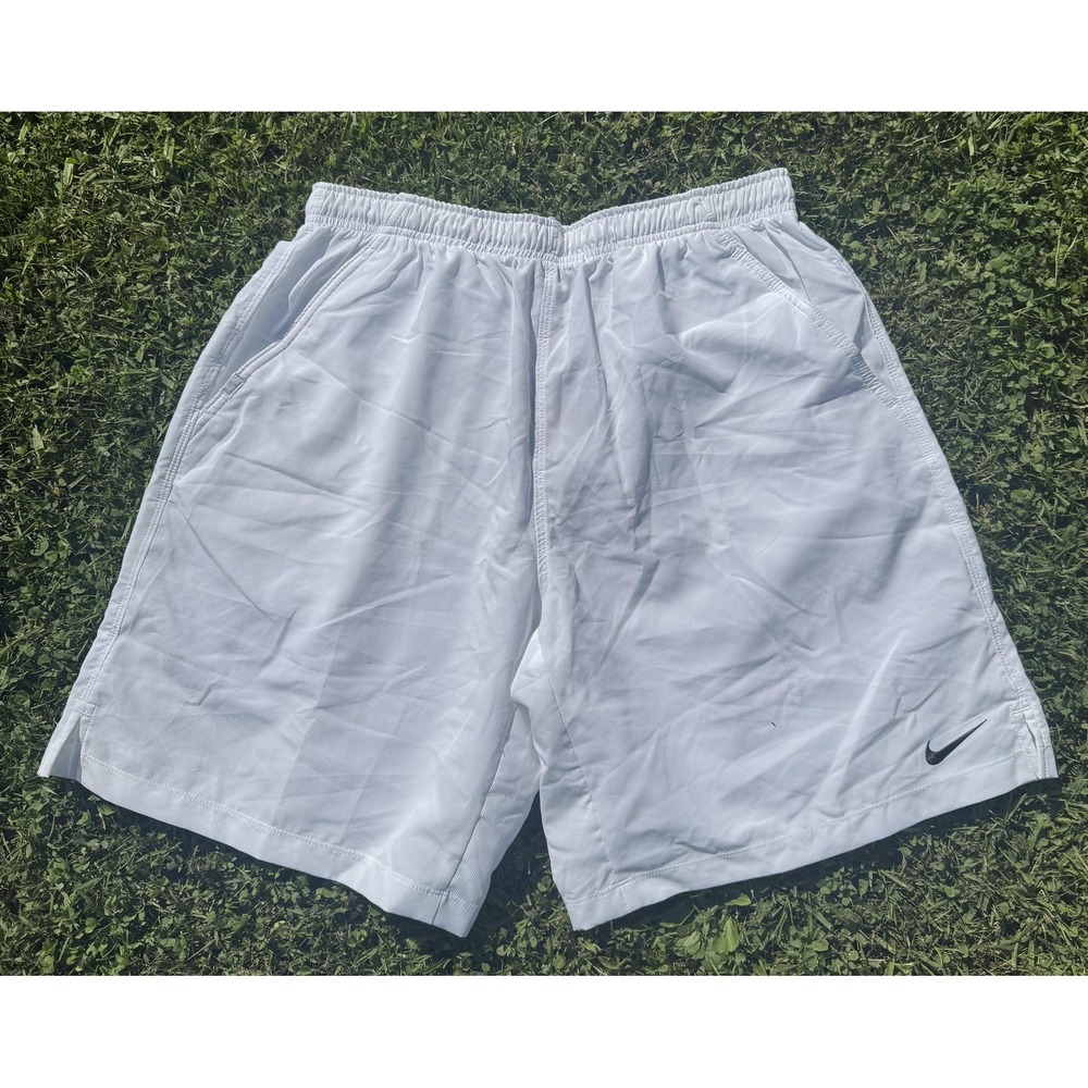 Nike Dri-FIT Tennis Shorts Mens L White 9" Inseam Lightweight Breathable